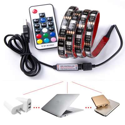 USB LED Strips SMD5050 light 5V  string Christmas desk Decor lamp tape For TV Background Lighting 5V  2M with RF Controller