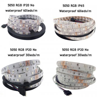 SMD 5050  RGB LED Strip Lihgt Waterproof Flexible Tape DC12V 5M 300LED+ 3A Power Supply + 24 Key Remote Control